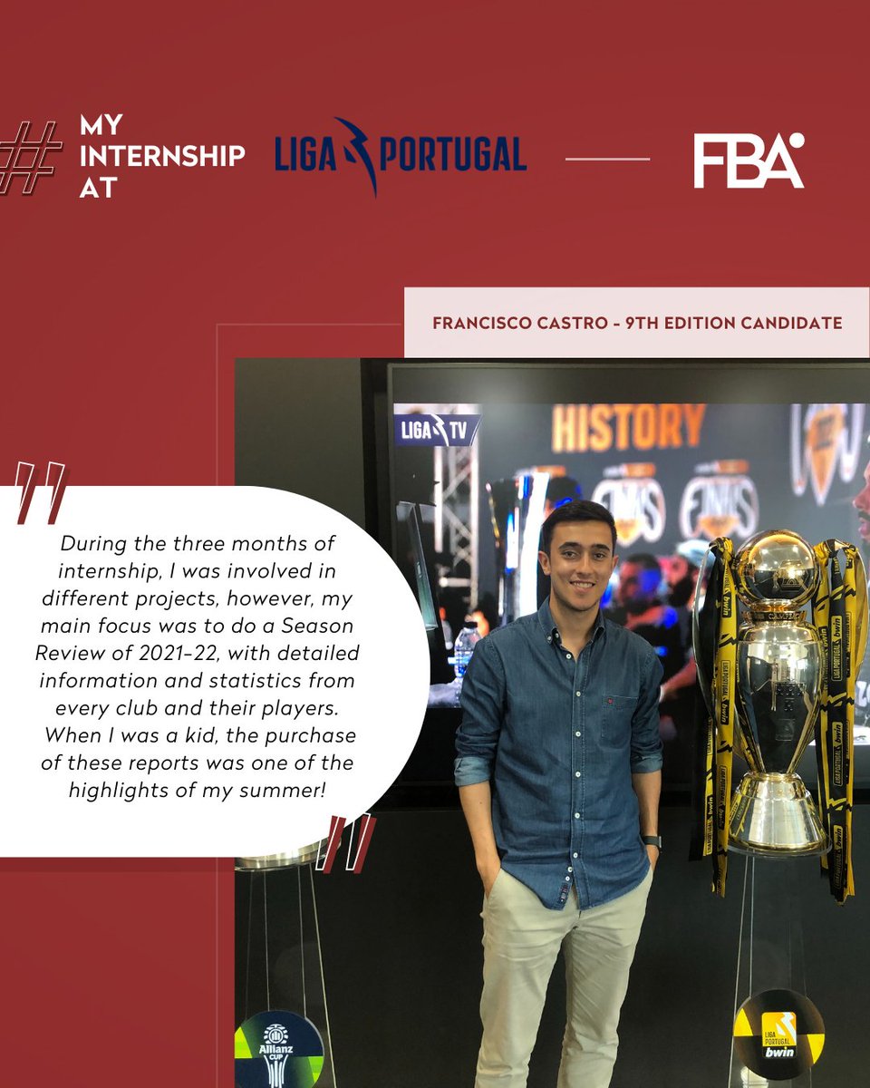 TheFBA's tweet photo. #MyInternshipAt @ligaportugal with 9th Edition Candidate Francisco Castro 

From day one he was involved in the development of a comprehensive Season Review of 2021-22 ⚽📊

Read Francisco's experience  ➡️: https://t.co/qo1lFH4ae3

#LetsBuildTheFutureofFootballTogether #TheFBA https://t.co/857UPvFk7M