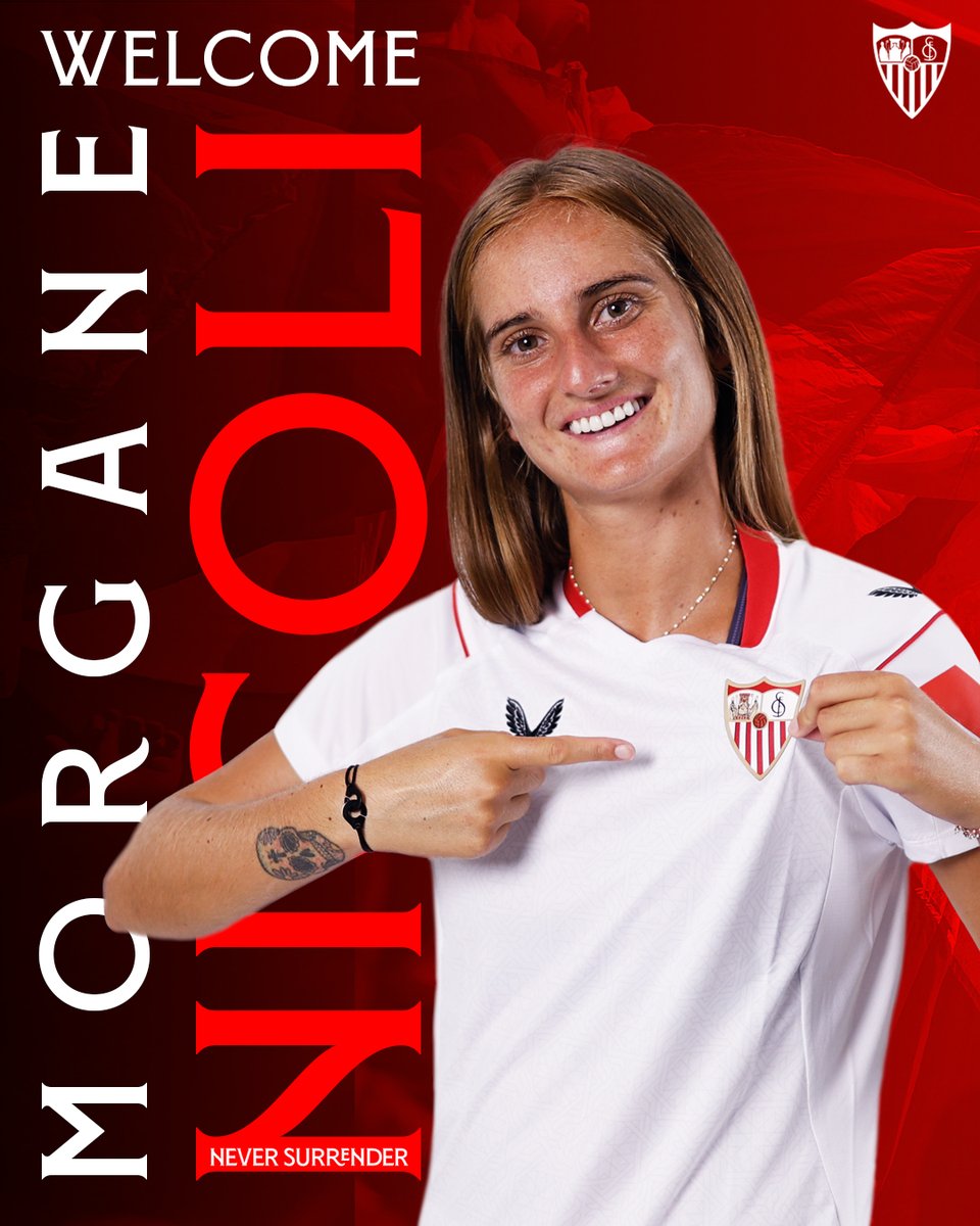 SevillaFC_Fem's tweet photo. 👉 ¡𝐕𝐀𝐌𝐎𝐒, 𝐍𝐈𝐂𝐎𝐋𝐈! 🛡️⚽️⚪️🔴

Deseamos que tu llegada a España, al #SevillaFCFem, esté llena de muchos buenos momentos juntos, @MorganeNicoli. 💪🤗 

#BienvenidaNicoli #WeareSevilla #NuncaTeRindas https://t.co/VxE27HGp7O