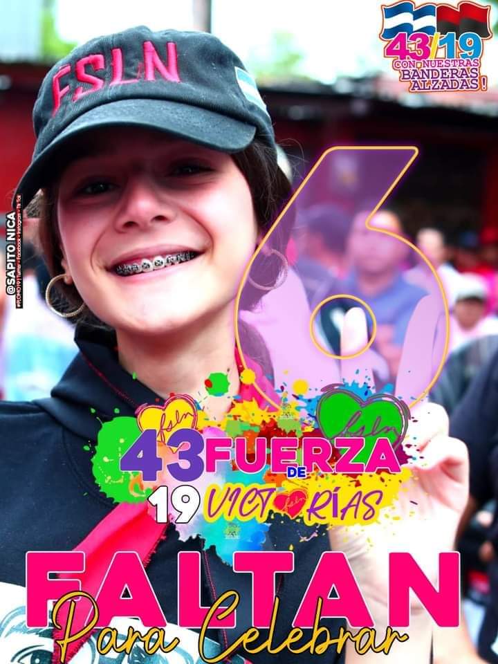 ❗🇳🇮//#NICARAGUA\\😍Faltan 6 días para celebrar nuestro Glorioso 43 /19 lleno de Historia de lucha y amor inclaudiclable!.
❤️🖤🇳🇮😎✊❤🖤

La patria siempre nos necesita!!

#4319FuerzaDeVictorias
#Carlos86SeguimosVenciendo