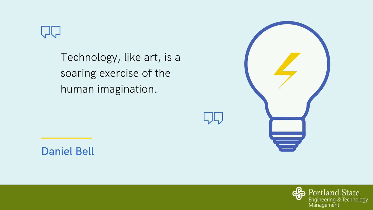 ETMConnectpdx's tweet photo. Technology, like art, is a soaring exercise of the human imagination.
- Daniel Bell
#WednesdayWisdom #STEMquotes #ETMquotes https://t.co/xvNxcIGJ4l