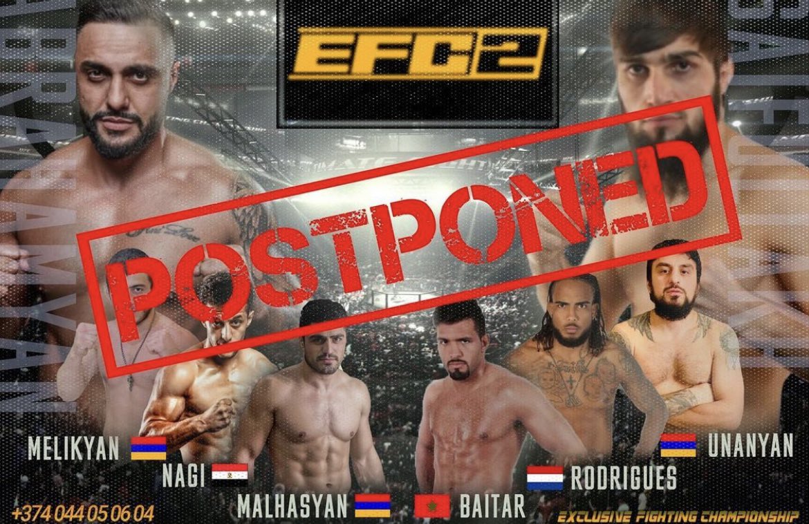 ArmFightZone's tweet photo. L’#EFC2 qui devais avoir lieu à Yerevan 📍le 23 juillet 🗓 est reporté à une autre date qui n’est pas encore connue https://t.co/ItJGdMNHFp
