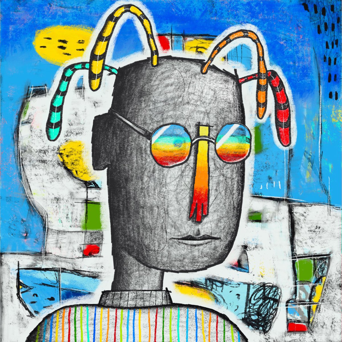 New background for V2 of the Faces… I like the idea of having backgrounds that also could be a standalone painting… not just dropping in some gradations of colors 🤔