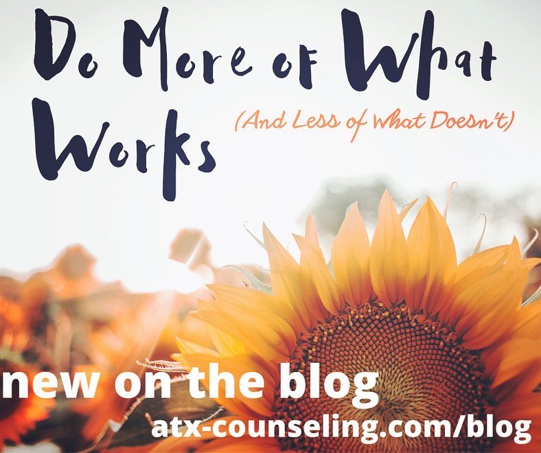 LPCKate's tweet image. atx-counseling.com/blog A new post to help you get more from what’s working. #wednesday #wednesdaywisdom #wednesdaymotivation #wednesdays #wednesdayvibes #wednesdaymood #wednesdayworkout #midweek #midweekmotivation #motivation #motivationalquotes
