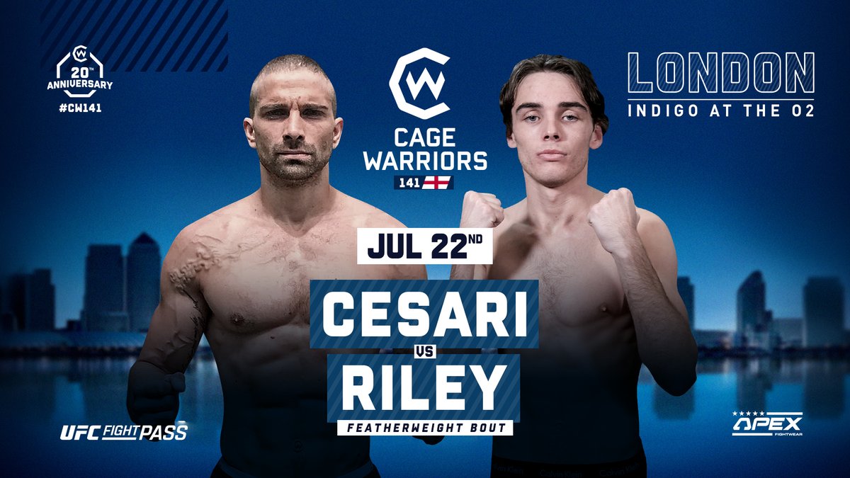 CageWarriors's tweet photo. 𝙇𝙐𝙆𝙀 𝙍𝙄𝙇𝙀𝙔 moves up to featherweight to face 𝙆𝙀𝙑𝙄𝙉 𝙎𝙄𝙈𝙊𝙉 𝘾𝙀𝙎𝘼𝙍𝙄 next week at #CW141 in London 👀

https://t.co/pHq1pmog1C https://t.co/N8jLR3jRd5