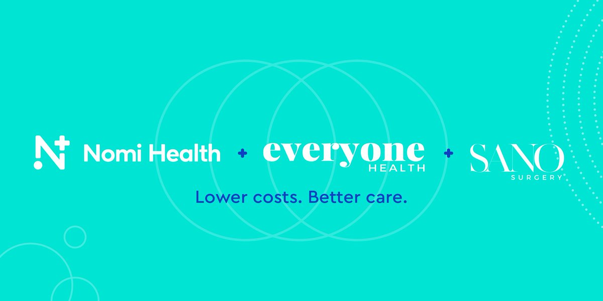 nomihealth's tweet photo. Exciting news! Nomi Health has acquired Everyone Health and Sano Surgery, sister companies making incredible strides in providing lower cost healthcare solutions and a better healthcare experience. Read more here: https://t.co/HlWkHA7h2g https://t.co/3jKDdXCG0F
