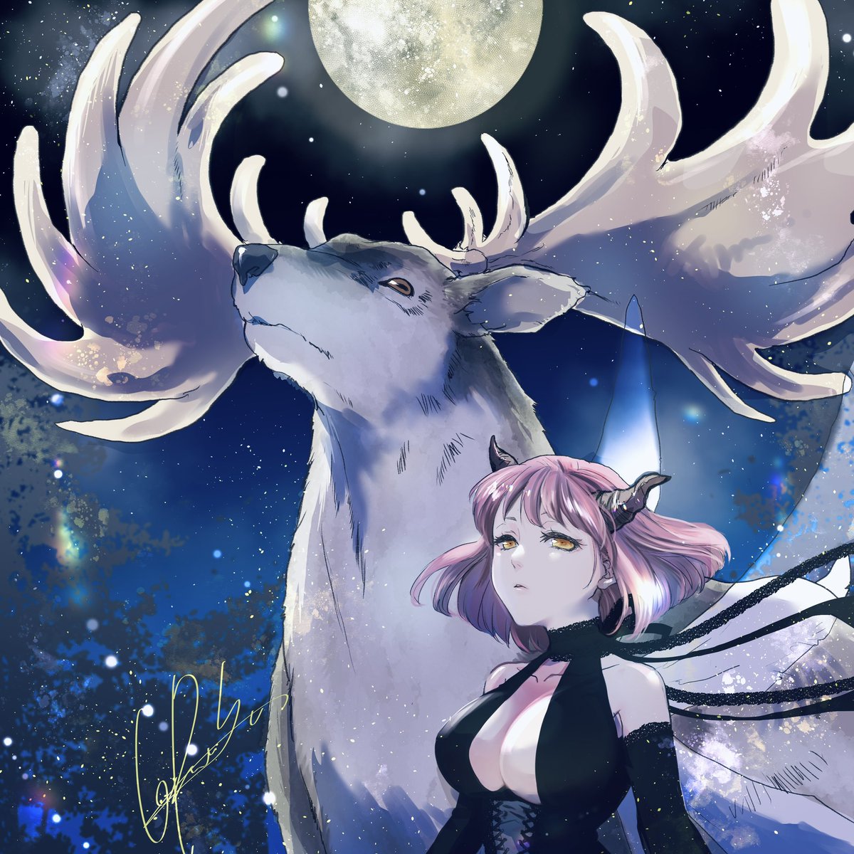 ◼️buck moon◼️
Full moon collection 新作！

7月はbuck moon.
牡鹿月の今夜は時空を超えてオオツノジカと月夜を過ごす満月ちゃん。

mint済みです。

◼️list◼️
7/15  (fri) pm20:00  
Offer  0.045eth から
offer ない場合は0.04eth にてlistします🌕
よろしくお願いします

opensea.io/assets/ethereu…