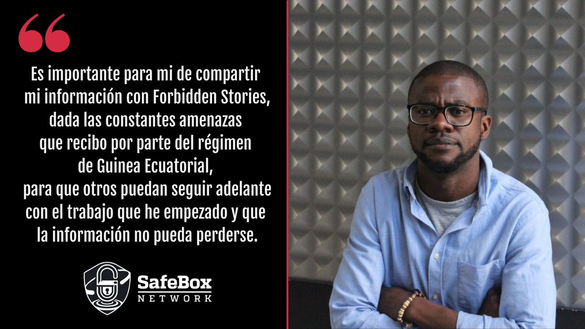🔴🇬🇶 Forbidden Stories protege ahora la información sensible en la que trabaja @MocacheMassoko, periodista de Guinea Ecuatorial. 

Amenazado porque expone la corrupción, pidió ingresar en el #SafeBoxNetwork: así si le ocurre algo, reuniremos a nuestra red para seguir su trabajo.