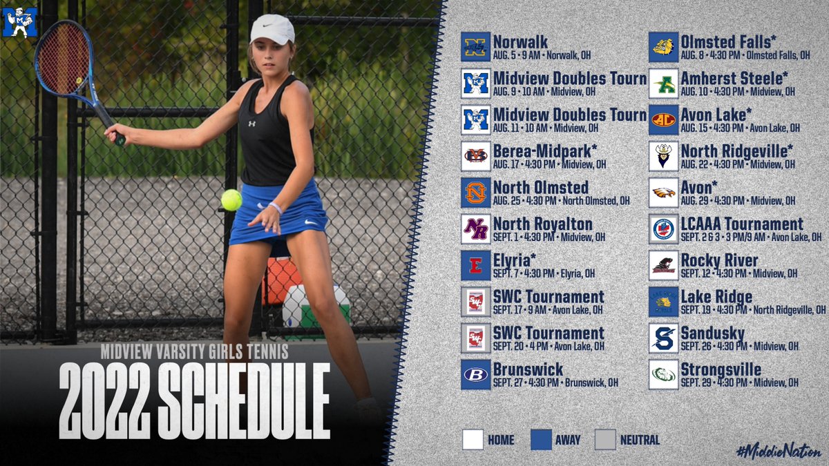 2022 Varsity Girls Tennis Schedule (subject to change)