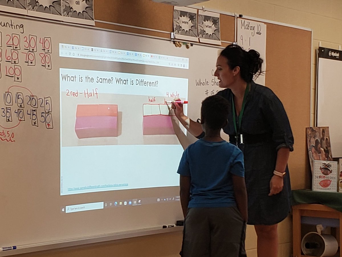 Exploring what is the #same and what's #different with shapes in grade 1 at #SummerBoost2022. These #mathematicians have such creative ideas about what they are noticing and wondering! <a href="/Ms_NMontes/">Ms.Montes (she/her)</a>