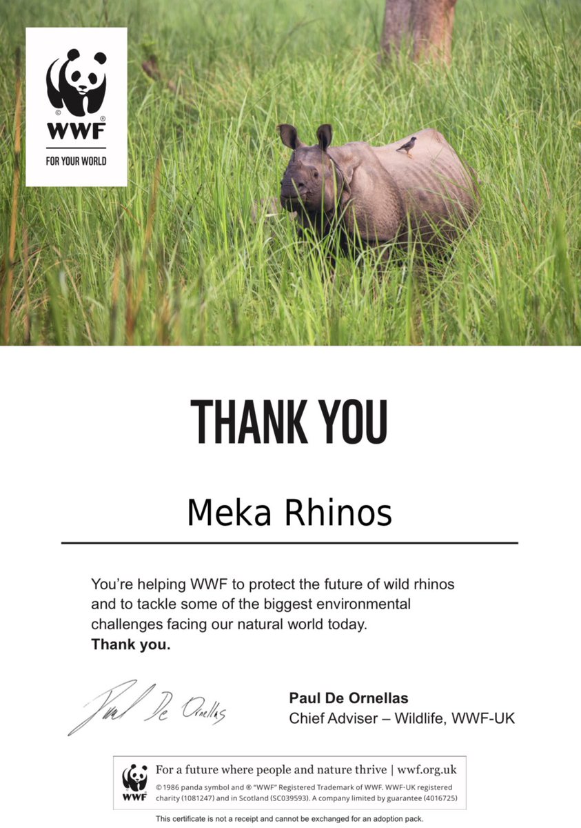 MekaRhinos's tweet photo. We just adopted a Rhino through the amazing @WWF charity 💙🦏

Our Rhino is called Ralf, give him a warm welcome 👋

Full Conservation Plan inc. regular donation amounts to be shared soon.

20% of all Royalties will be donated to Rhino Conservation!!

#SaveRhinos https://t.co/MCtpFf9bA3
