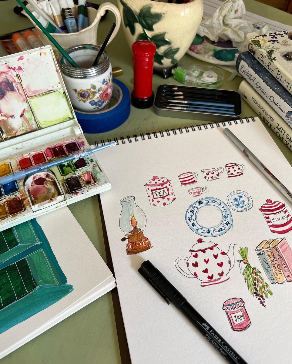 kathleenluvstea's tweet photo. I took some time over the weekend to play & relax!
I found an artist who offered a fun online course & have been playing,painting,cutting &sipping tea!
I imagined having tea with “Auntie Bea” Potter
& playing with her dishes!
#teawithBea #beatrixpotter #teaandart #teaandbooks https://t.co/bVM87wyo0x