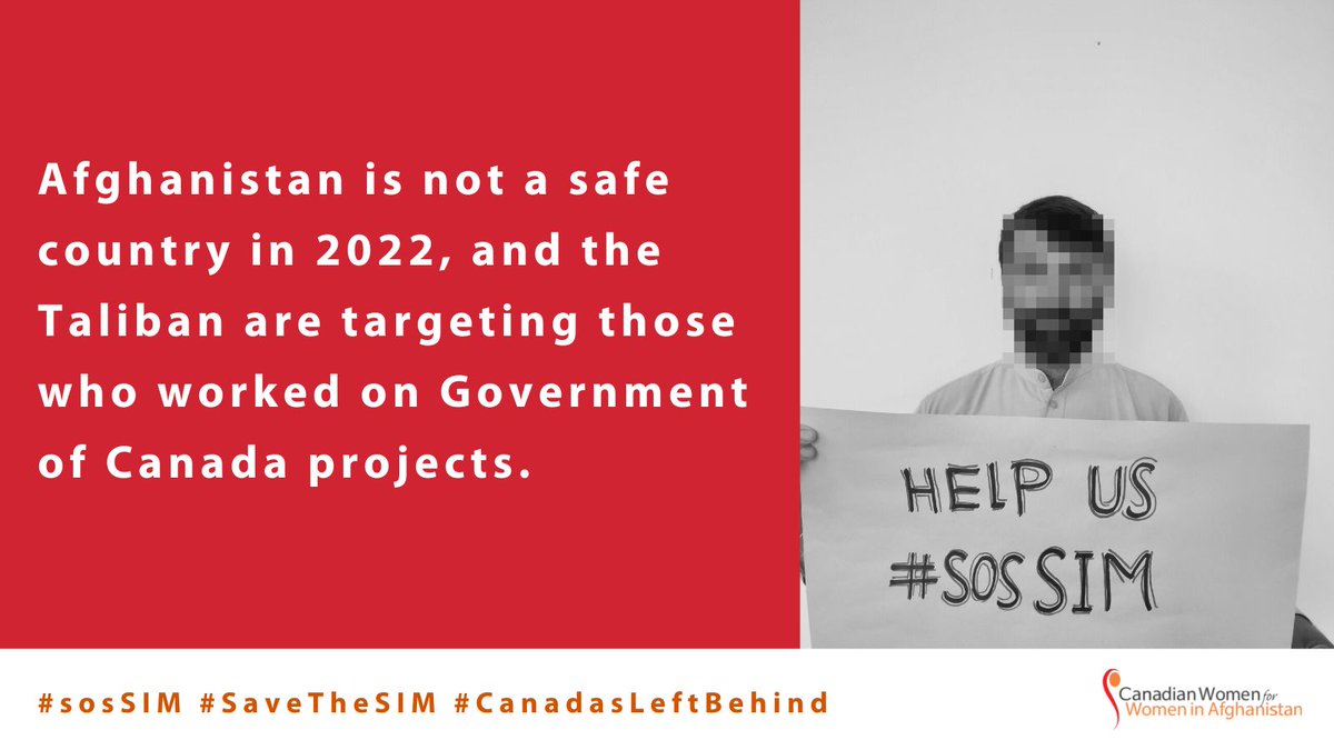 righttolearnorg's tweet photo. Afghanistan under the Taliban is an extremely unsafe environment, with large scale human rights violations including arbitrary arrest and disappearances daily. It’s time to #SavetheSim. https://t.co/XumDNJY1ma
@JustinTrudeau @SeanFraserMP @CitImmCanada
#sosSIM #CanadasLeftBehind https://t.co/woeR0mbdhN