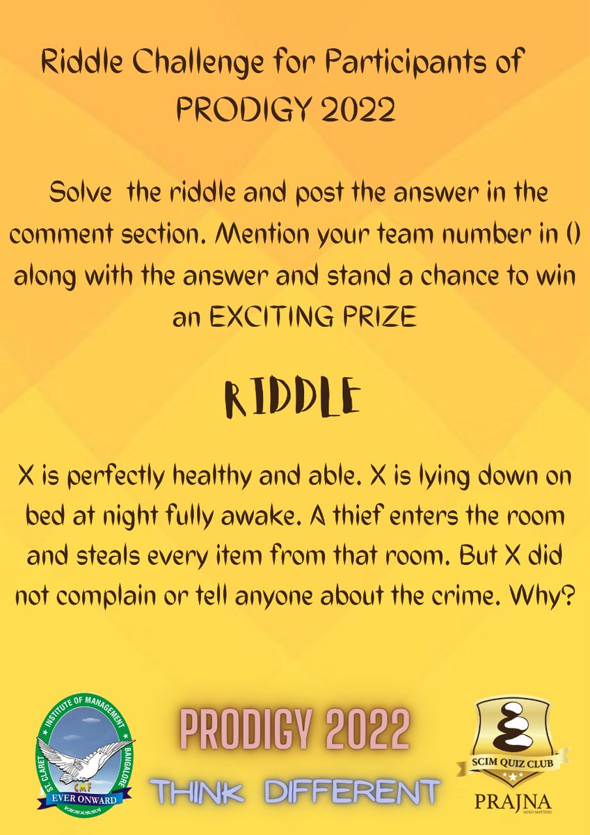 mbahoudinis's tweet photo. Can you solve this? Think Crazy.
#riddles #challenge #prodigy2022 #quiz #fun https://t.co/pFlLu9x9bm