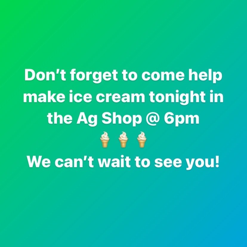 Come help make ice cream for Farmers Day!