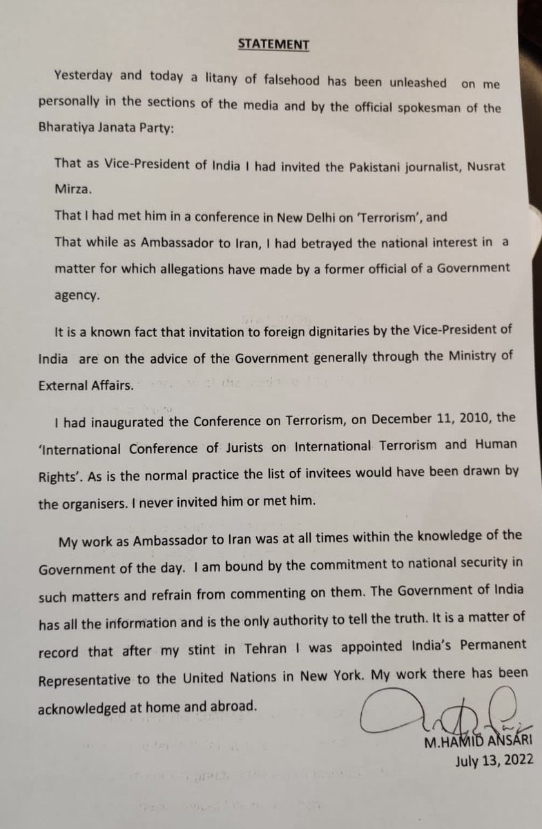 The ex- Vice President of India has to prove his patriotism by virtue of being a Muslim. What worse can this democracy aspire for ? Hazaar laanat. Sorry Hamid saheb, you deserve better.