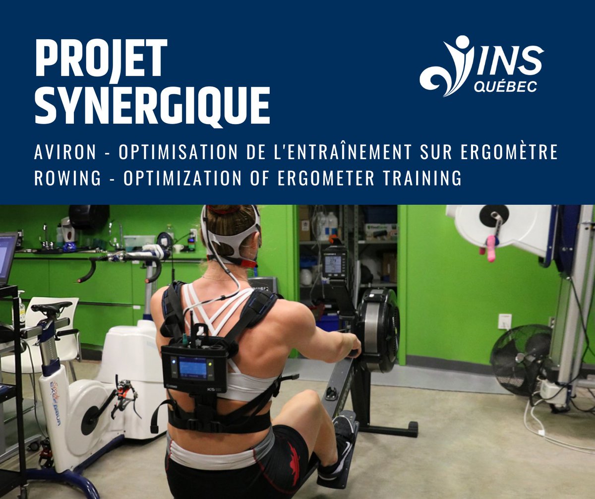 #ProjetSynergique - INS Québec collaborates with Aviron Québec and <a href="/ESSherbrooke/">ESS</a> in a project of comparison of rowing biomechanics on ergometer and on water for the improvement of ergometer training technique. To learn more about our “Projets Synergiques”: bit.ly/3nSx2DL