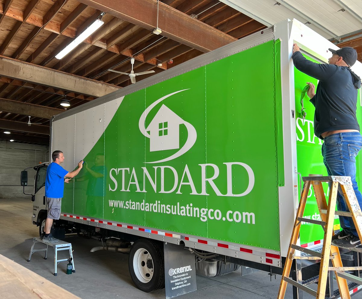 StandardCares's tweet photo. It's a wrap! Great job, Matt and Meghan Janczuk, from Finish Line Designs! You make us look good out there! #SupportLocal #StandardCares #SettingTheStandardInComfort #HVAC #Heating #Cooling #Insulating #SprayFoam #AC #WePromiseToSaveYouMoney #Future https://t.co/RE5NoxrW1Q