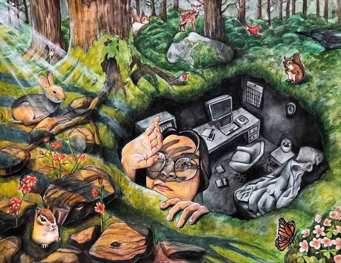 Check out today's featured student artwork entitled “Quarantine” from the “Hope, Healing and Resilience Through the COVID-19 Pandemic” installation by J.L. at Bergen County Academies 🎨✨