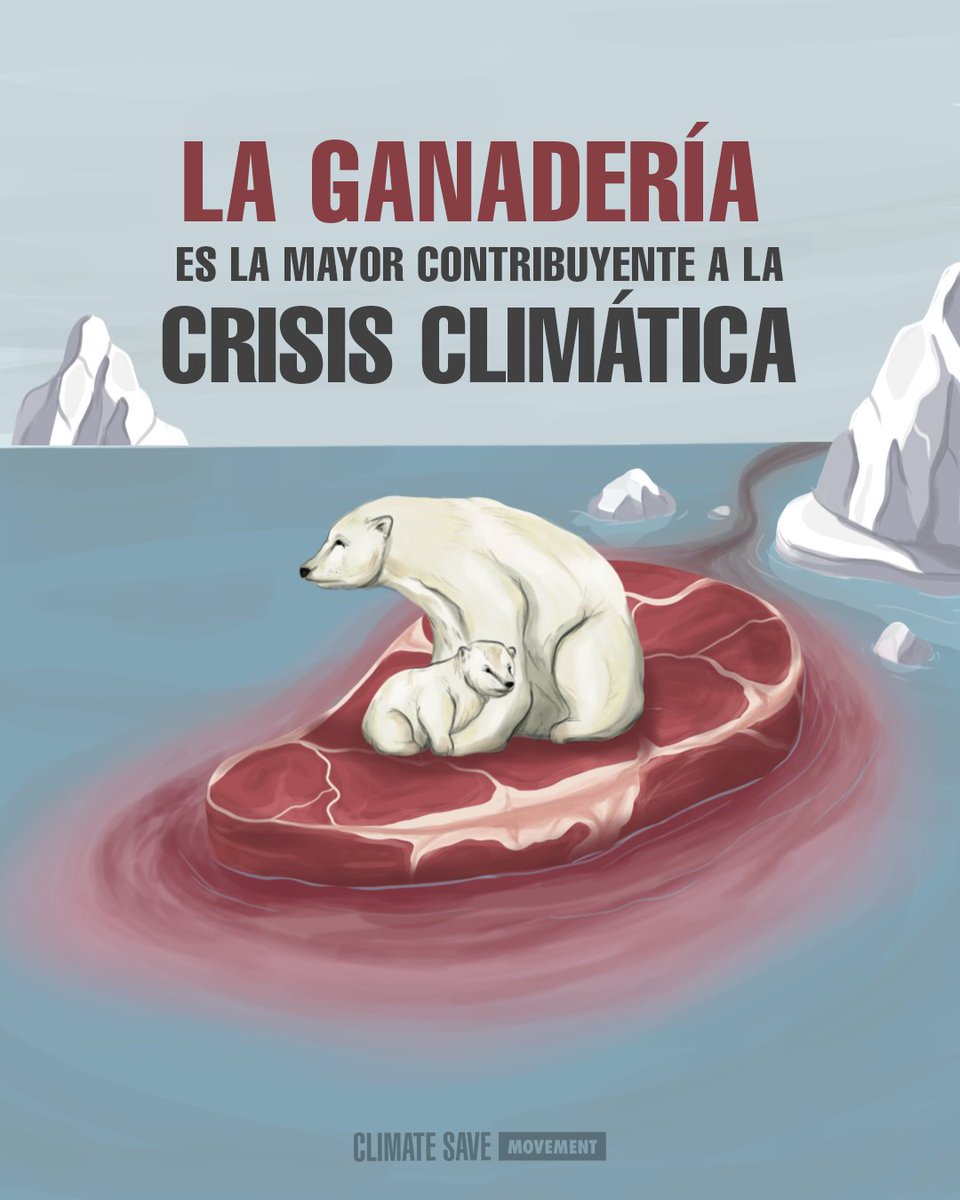 ¿Sabías que?⠀ La ganadería es la principal fuente de emisiones de CO2, metano y óxido nitroso. Se cree que hasta el 80% de las emisiones de metano provienen de la #ganaderia Nuestra tierra se está derritiendo y la ganadería es la culpable: ¡hazte #vegano! #plantbasedtreaty