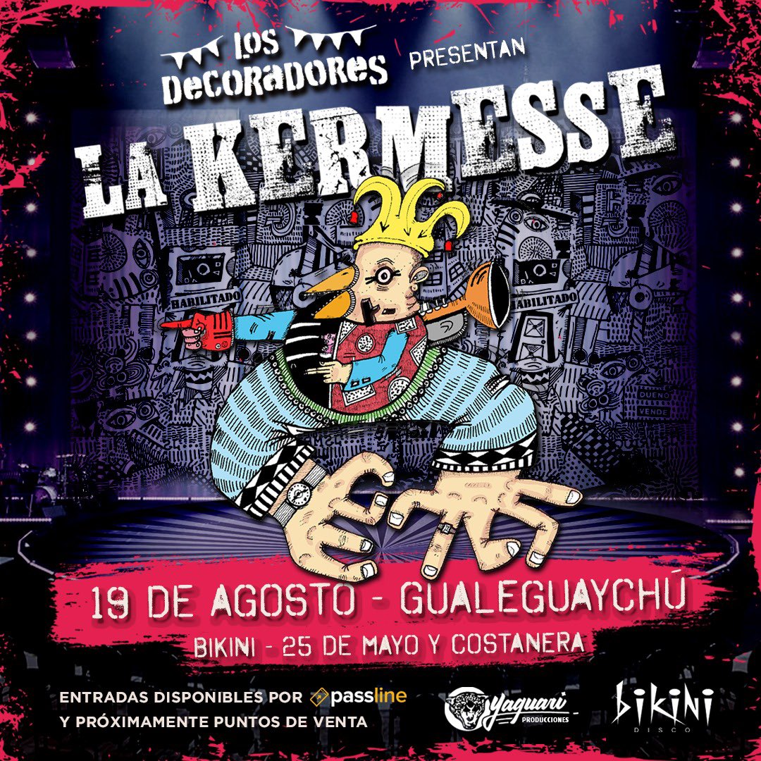 Una alegría llegar por primera vez a Gualeguaychú!

#LaKermesseEnGualeguaychú 
Viernes 19 de Agosto - 21 hs. 
Bikini - 25 de Mayo y Costanera 

ENTRADAS 

✓ YA DISPONIBLES en <a href="/PasslineArg/">Passline Argentina</a> → passline.com/eventos/la-ker…

✓ PRÓXIMAMENTE en puntos de venta