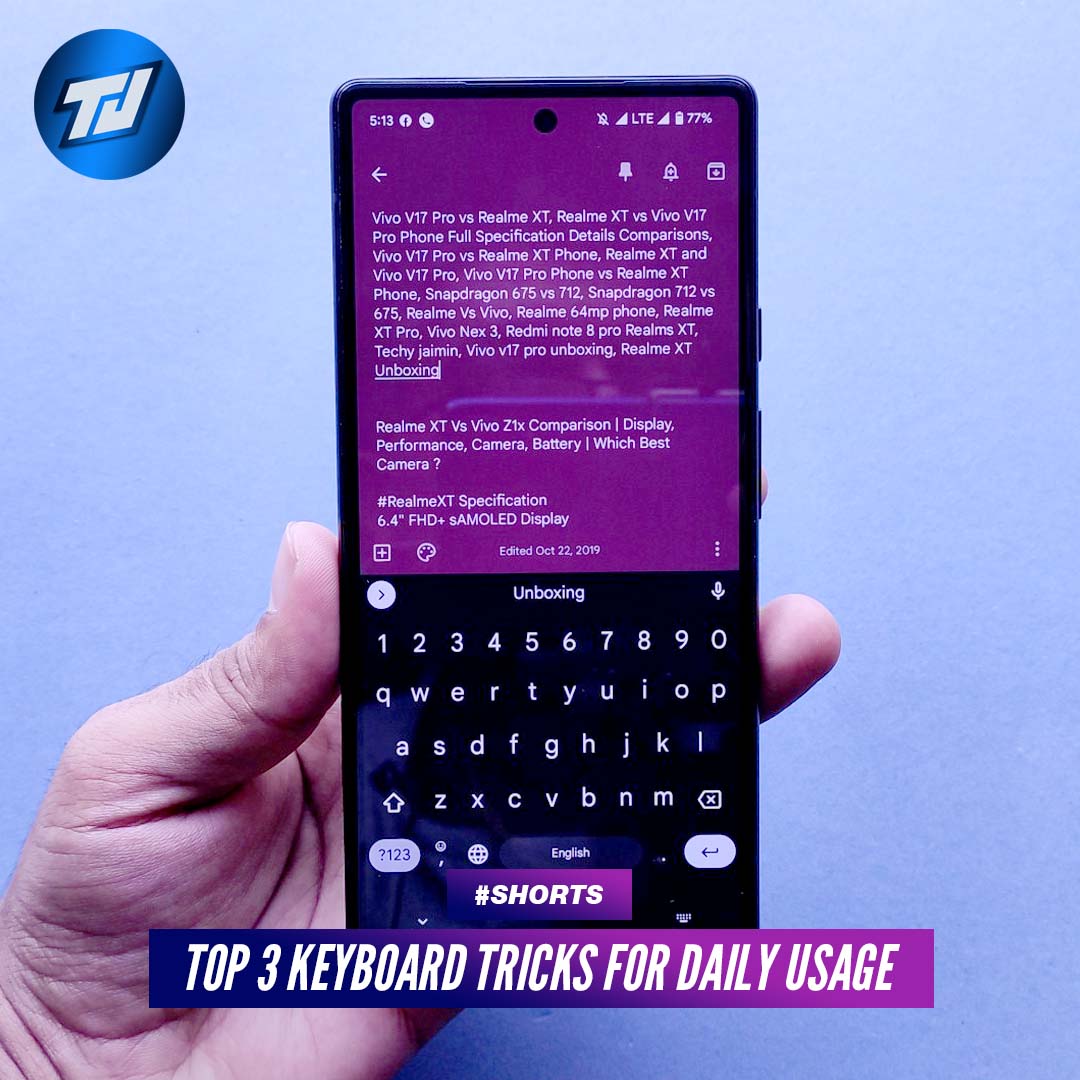 Top 3 Keyboard Tricks For Daily Usage #Shorts : youtube.com/shorts/2H6o7vC…
--
Follow Me : @itechyjaimin 
--
#YouTubeShorts #Shorts #YouTubeShorts #TipsAndTricks #Keyboard #google #GoogleKeyboard #KeyboardTricks