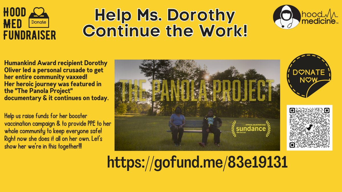 hood_medicine's tweet image. She was featured in the @SundanceFest Official Selection, @NewYorker documentary "The Panola Project", from @JeremySLevine &amp;amp; Rachael DeCruz @HeyReggie_D. 🧵(2/2)

Help us honor a true hero!

#WeAllWeGot
#UsingScienceForGood
#PublicHealthGuerrillas🦍