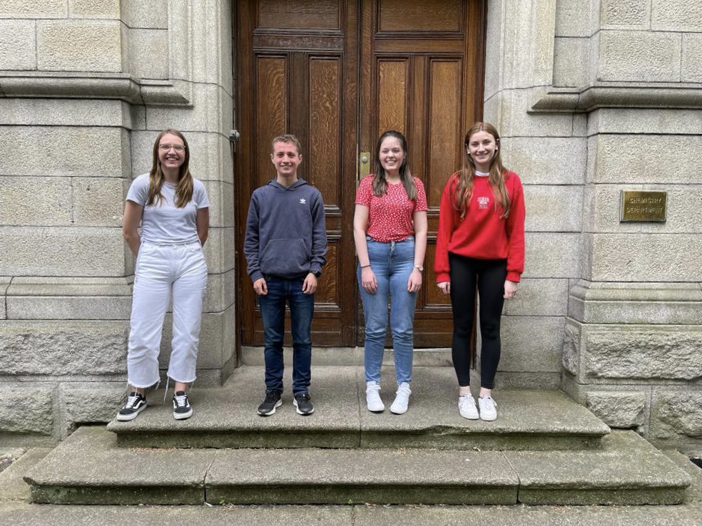 Congrats to Team Ireland for finishing the 5 hour #IChO exam today! It was very tough, but look at them - they are still smiling! 👏👏☘️ thank you Clare, Fearghal, Caoimhe &amp; Ceothán for representing Ireland at the International Chemistry Olympiad #ChemEd #ChemTwitter #ChemIreland