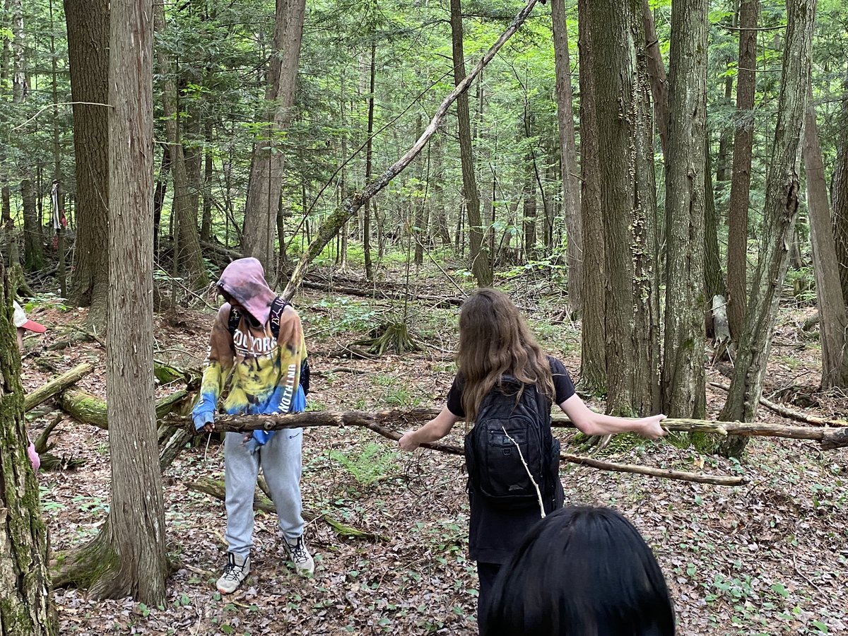 mturnerEDU's tweet photo. Some of our @FNMI_SCDSB Ss heading to @BarrieNorth1 in the fall are learning from Indigenous Elder @brando44 about the land, building shelters and preparing to build a lodge over the coming weeks. #grateful to visit and learn alongside my Ss at SpringWater Park @SCDSB_Schools https://t.co/afgw2ufXtV