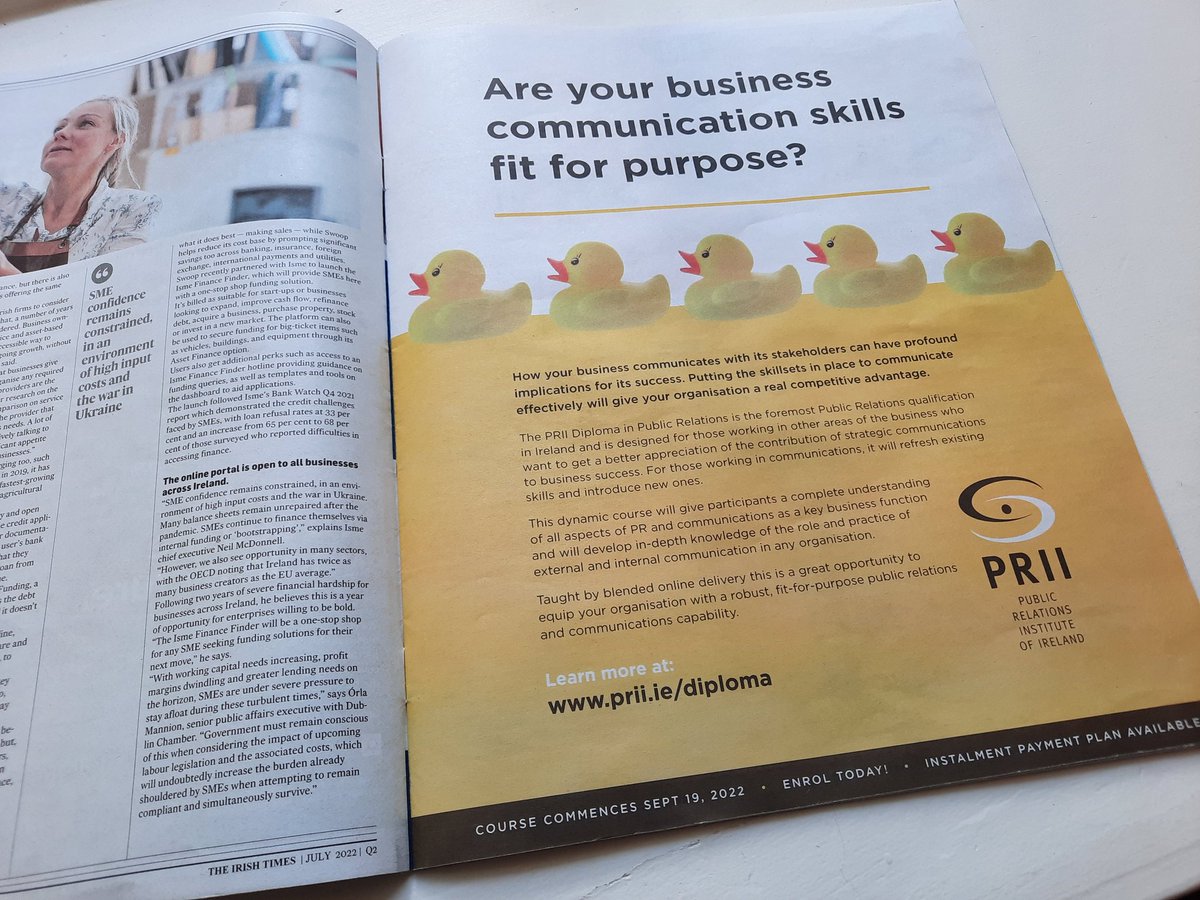 PRII_ie's tweet photo. Great to see our #PRIIDip23 ad in Q2 edition of Business Ireland from @DubCham with today's @IrishTimes More details on https://t.co/NwdGUkwIT7 https://t.co/w3xwEm0pAg