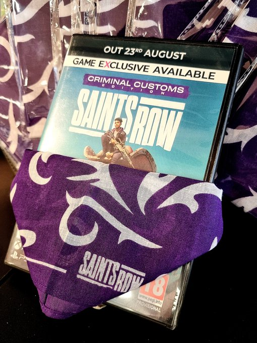 GAMEMancHOF's tweet photo. Come in store, and preorder one of the most anticipated games of 2022, and you'll receive this beautiful bandanna! 
This is not a bonus when you pick up the game, you get this just for preordering! 

#cheaperwhenyoutradeinatGAME #GAMEReward #GAMEElite #SaintsRow https://t.co/e5VCVpgrRb