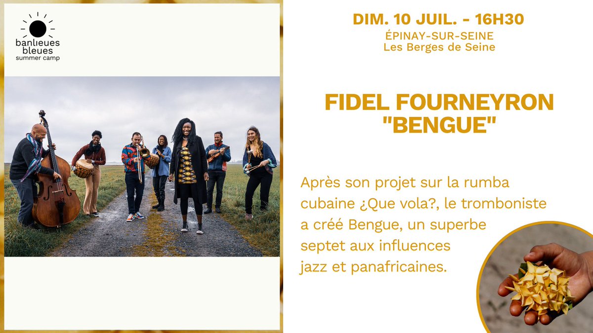 BANLIEUES BLEUES SUMMER CAMP ☀️ GRATUIT Après son projet sur la rumba cubaine ¿Que vola?, le tromboniste a créé Bengue, un superbe septet aux influences jazz et panafricaines. #BBSC22 #ssd93 #festival #worldmusic #summertime