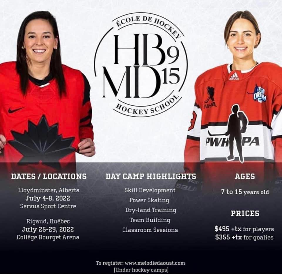 Quebec friends!! Our camp is still open in Rigaud from July 25_29th. But we’ve added one session a day for high school/cegep players!! (Born 2002-2007) 6hrs 15mins of ice for the week, from 10:45am-12pm everyday. dm for price and to register! @melodaoust15