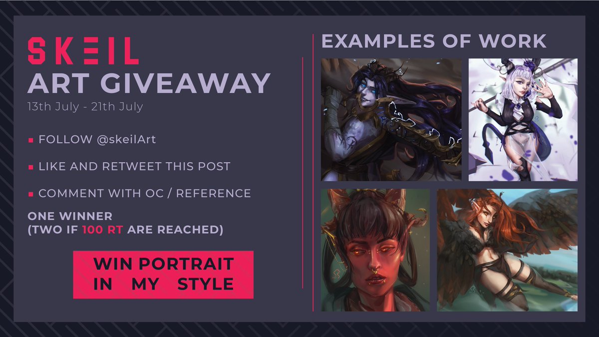 skeilEd's tweet image. Art giveaway!

To apply:
🟪 Follow
🟪 Retweet
🟪 Show your OC in comments (no NSFW)

Giveaway ends in 7 days on July 21th

One winner will be randomly chosen from comments and will receive a bust-up portrait

If this post gets 100 RT, I will choose a second winner!

🔥Good luck🔥