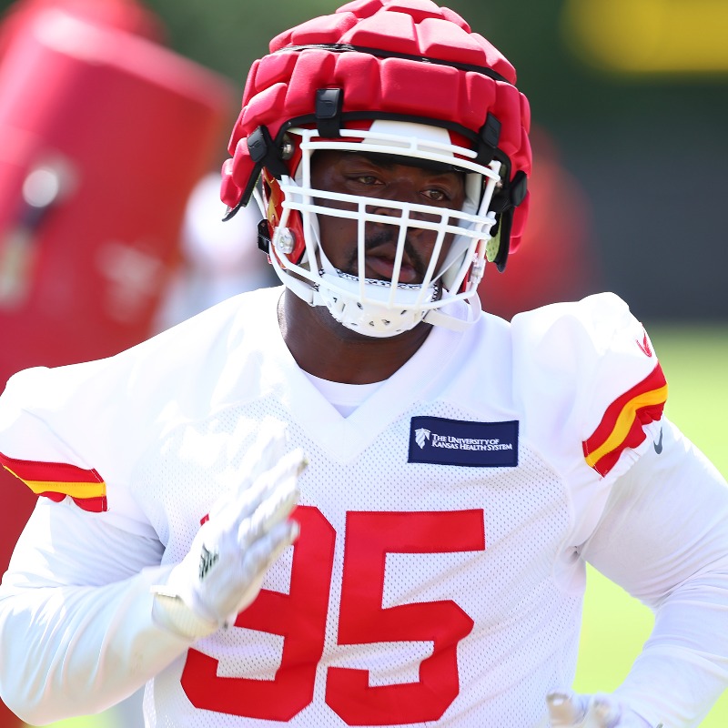 Chiefs's tweet photo. Here's how our defensive line stacks up as we head into Chiefs camp ⤵️