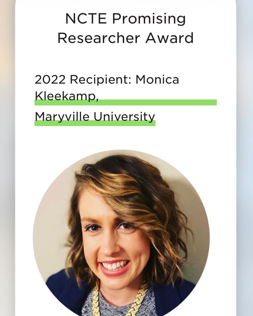 Surprised, stunned, stoked…the alliteration of emotions I experienced upon receiving this news. Thank you to <a href="/ncte/">National Council of Teachers of English (NCTE)</a> and the stellar scholars who reviewed my piece. 

ncte.org/awards/promisi…