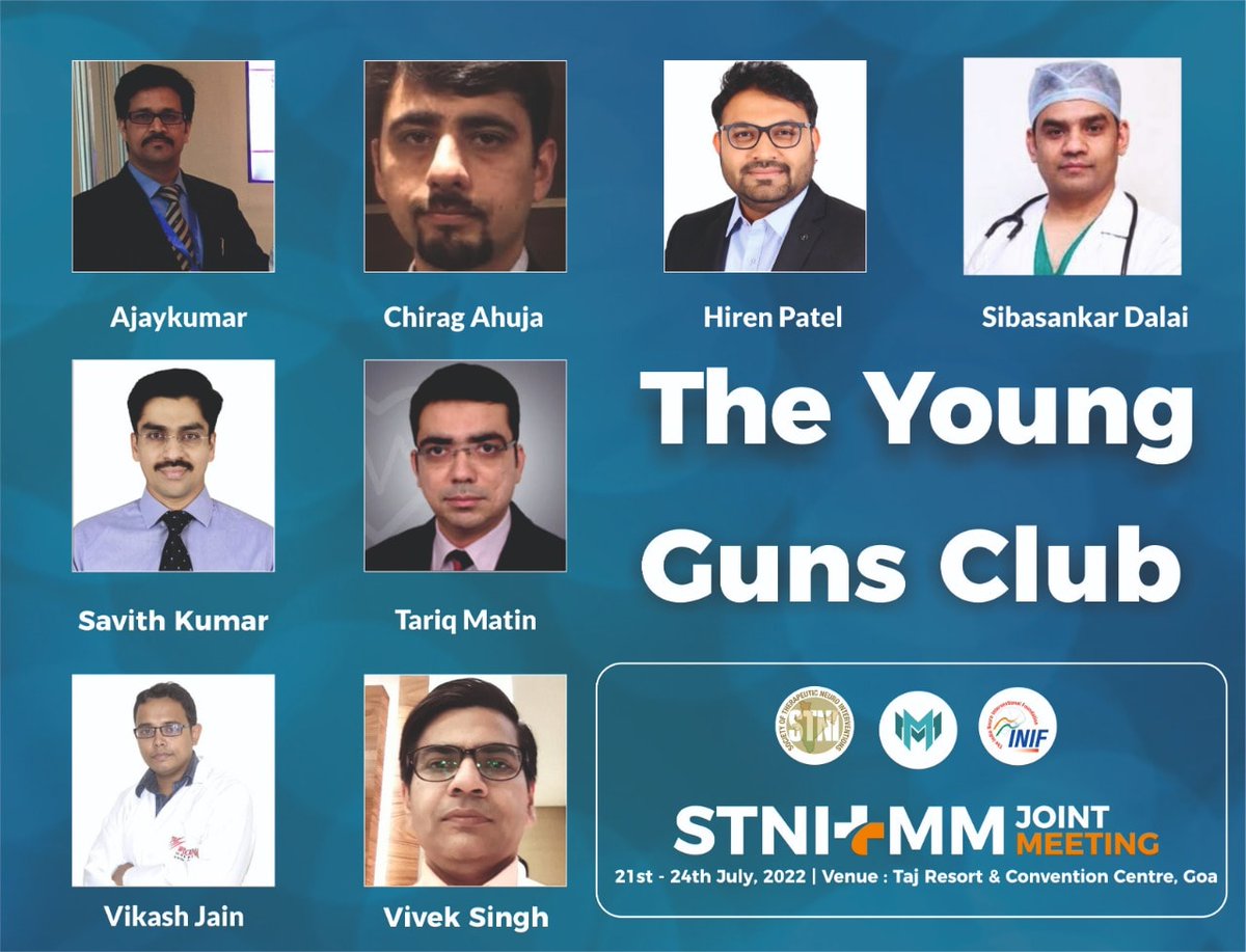 STNI's Young Guns Club! 

Registrations for STNI + MM 2022 are extended till 18th July!

Visit stni.in

#STNI #STNIMM2022 #neurointervention #neurology #neuroradiology #interventionalneuroradiology #neurosurgery 
#radiology #interventionalradiology #inr #meeting