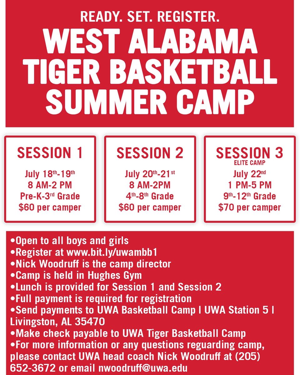 nwood1225's tweet image. Summer camp is approaching quick! There is still time to register. Click on the link for info on registration. uwaathletics.com/news/2022/6/1/… @UWAAthletics @nwood1225 @JakeJobbo