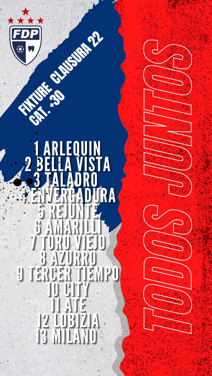 clubdeamigosFDP's tweet photo. 🇫🇷🗓️🙋♂️ #Clausura22 se conoció el fixture de nuestros primeros equipos para #CopaPymes
Una nueva ilusión comienza... #TodosJuntos 💙🤍❤️ https://t.co/zXuJlAJ78M