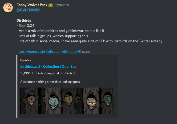 CannyWolvesPack's tweet image. One more call that recently pumping. AWOO!

Want to see future calls and have FREE mint WL for a new collection?

Just grab one of our Genesis Canny Wolves here: opensea.io/collection/can…

Only a couple of them is listed.