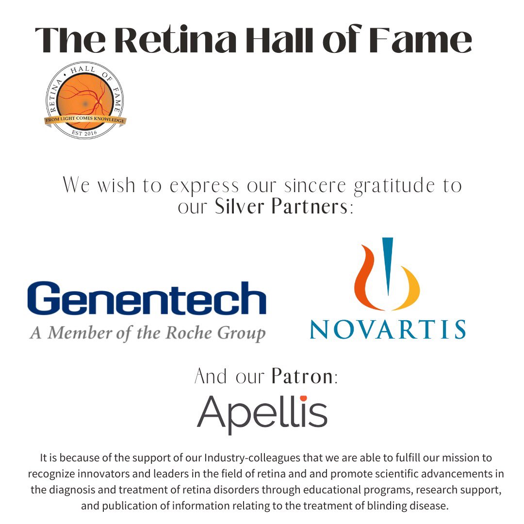 It’s thanks to the support of our Industry-colleagues that we are able to fulfill our mission to recognize innovators and leaders in the field of retina and and promote scientific advancements in the diagnosis and treatment of retina #ASRS2022 <a href="/genentech/">Genentech</a> <a href="/Novartis/">Novartis</a> <a href="/ApellisPharma/">Apellis Pharma</a>