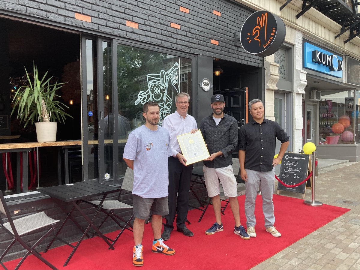 JimWatsonOttawa's tweet photo. I am happy to celebrate the Grand Opening of Thr33’s Co. Snack Bar, located at 589 Bank Street in the Glebe. Their menu includes unique takes on a number of classics, as well as new snack and drink inventions. https://t.co/maOH5NZqm5