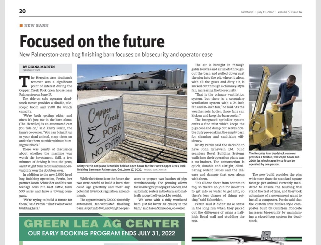 A great article about our new barn was on the Farm Ontario website