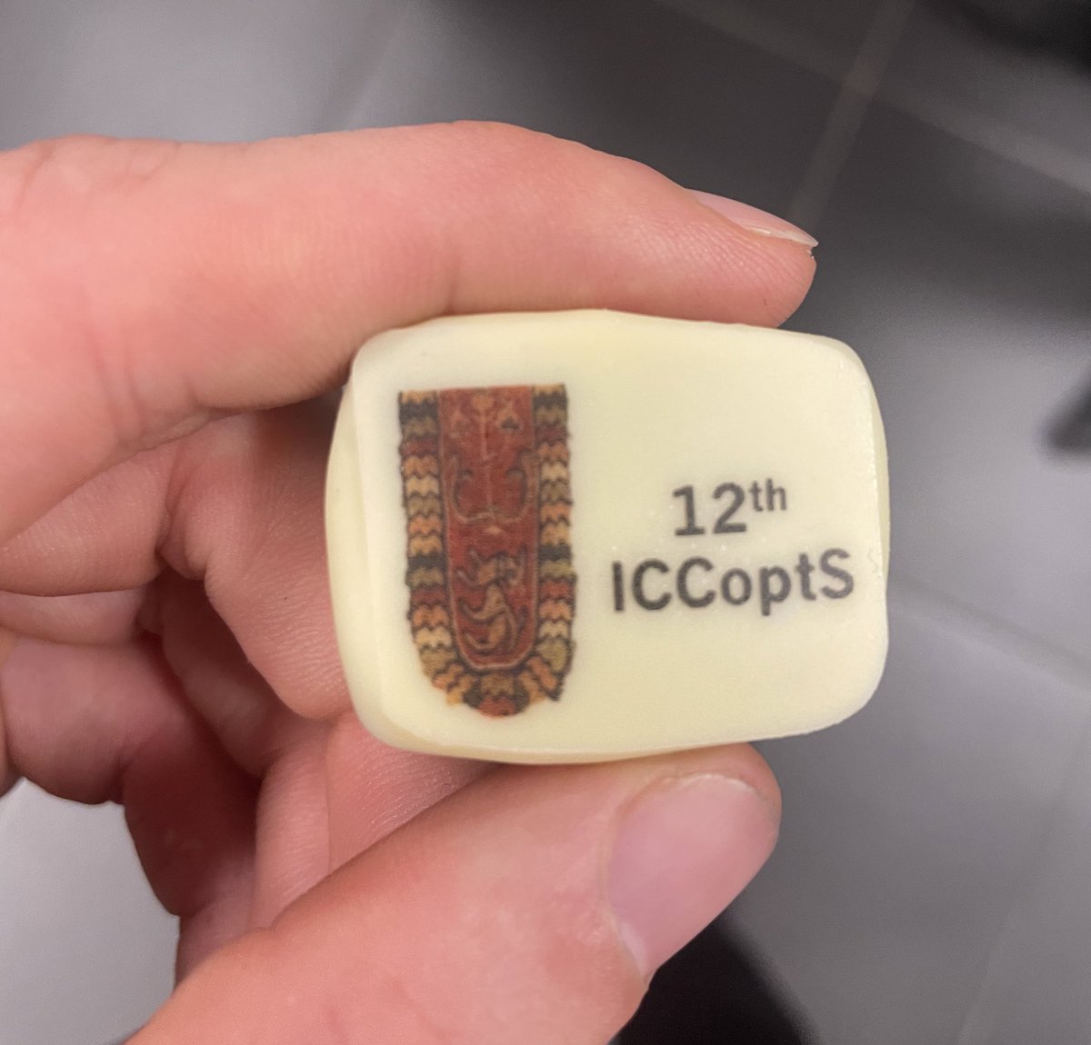 RichardBott7's tweet photo. In Belgium they provide commemorative chocolates for conferences https://t.co/zN4Pk3Ez0P