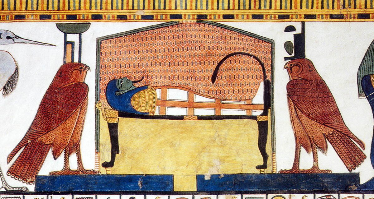PeterBrandEgypt's tweet photo. 9/ Goddesses Isis and Nepthys as kites mourning the mummy of Osiris in Nefertari's tomb. #Mythology #Isis #Nepthys https://t.co/D56uq8Dq8I