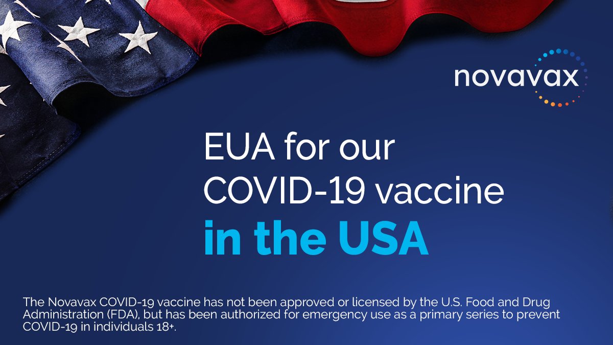 We’ve got big news. Our protein-based #COVID19vaccine is now authorized for 18+ primary series under emergency use in the United States. [🧵1 of 2] Read more: ir.novavax.com/2022-07-13-U-S…