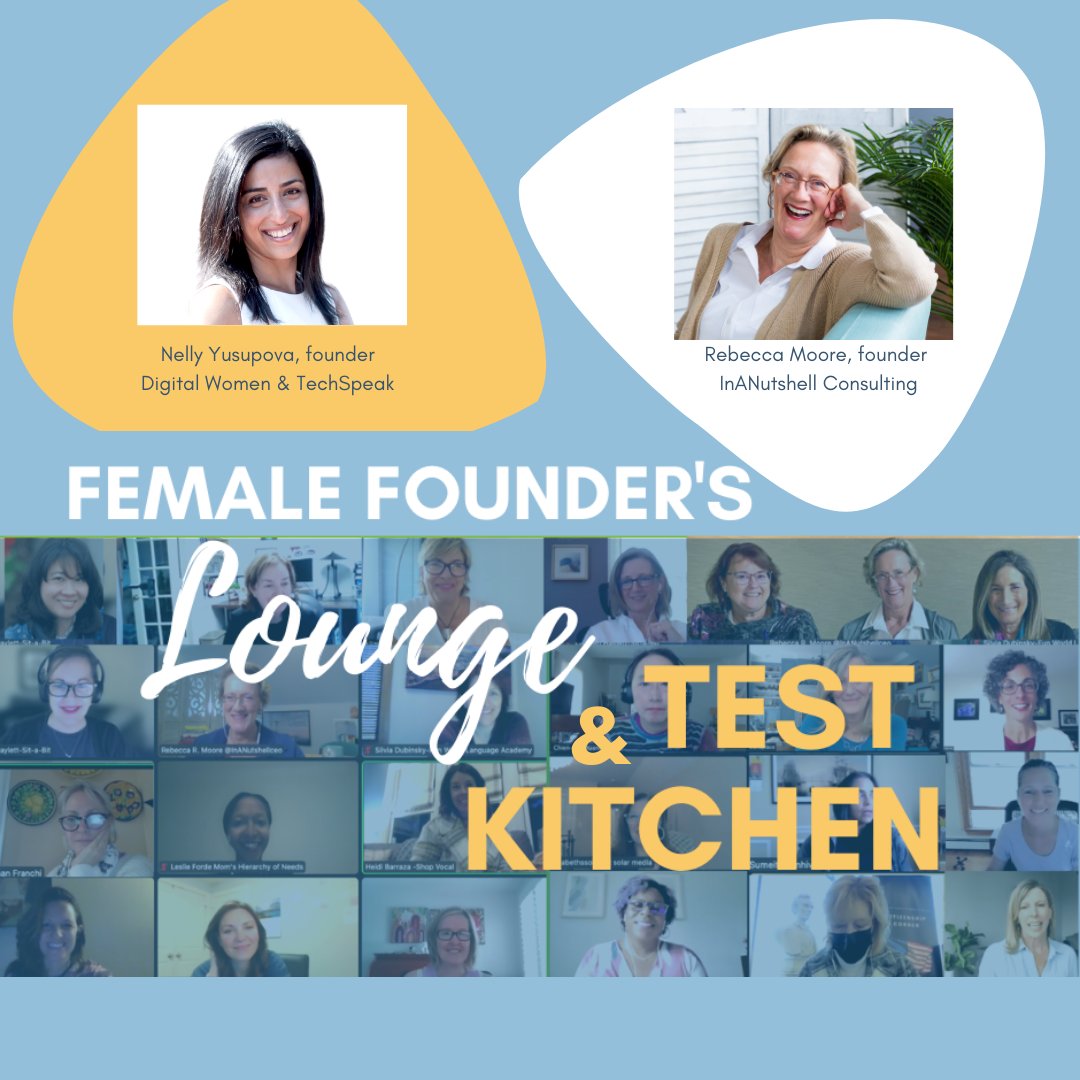 Are you a female #founder seeking realtime peer feedback? Join me on July 21 at 4pm EST at Founder's Test Kitchen and participate in rapid fire brainstorming session facilitated by Rebecca Moore of <a href="/inanutshellceo/">inanutshellceo</a>. Register at bit.ly/Founders_TestK… #startup #FemaleFounders