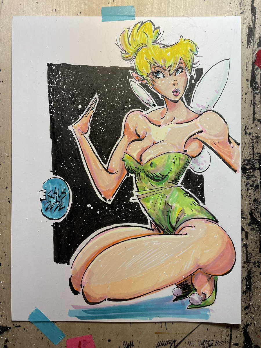 Tinker Bell! Ink, marker, snd paint on 9x12 Bristol Board. #tinkerbell #peterpan #cartoons #comics #art #drawing #illustration #fairy #faeri #disney #jmbarrie #erikklaus #interstateninja