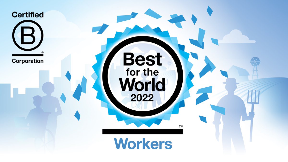 We're excited to announce that we've been recognized as a Best For The World™ B Corp on the Workers impact area again! Kudos to our amazing workers and congrats to our fellow #BFTW2022. We are proud to be part of the global #BCorp community. bcorporation.net/en-us/find-a-b…