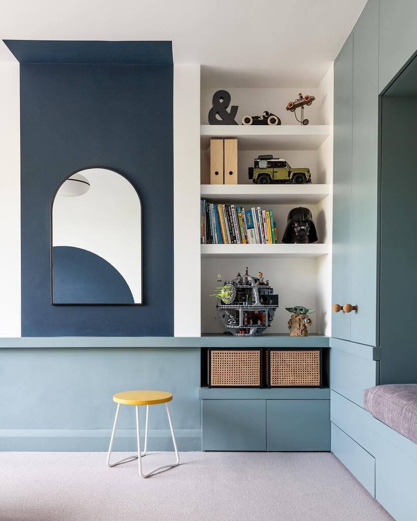 Let's talk about cool kids bedrooms (cool in the style sense not cool as in cold. Though let's be honest that's all anyone's talking about at the mo! 🥵) This is my favourite view of our boys bedroom project. Colour blocking is such a simple but effec… instagr.am/p/Cf9ZAhLqOxn/