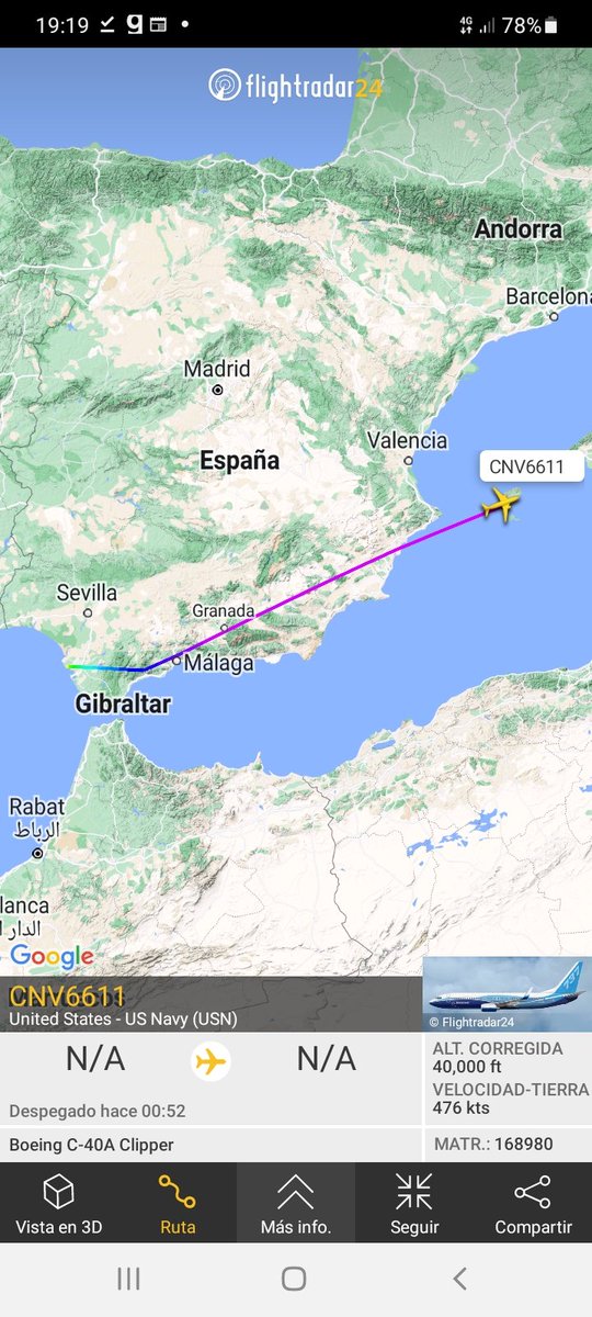 MilRadar's tweet photo. 🇺🇲 #USNavy C-40A Clipper 168980 del #VR58 despega desde #Rota y con rumbo E sobrevuela la isla de #Ibiza 
📷 Ethan Allen https://t.co/yqxPHsrOLF